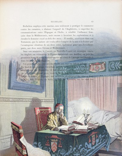Armand-Jean du Plessis, Cardinal de Richelieu as an old man, illustration from a life of Richelieu by Theodore Camu by Maurice Leloir